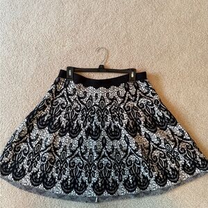 Cynthia Rowley Black and White Wool Skirt